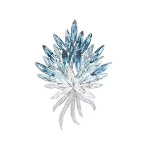 Elegant Blue and Silver Crystal Brooch